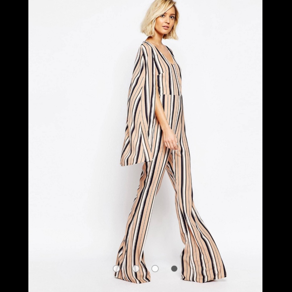 Lavish Alice 70's Stripe Cape Jumpsuit - Picture 4 of 13